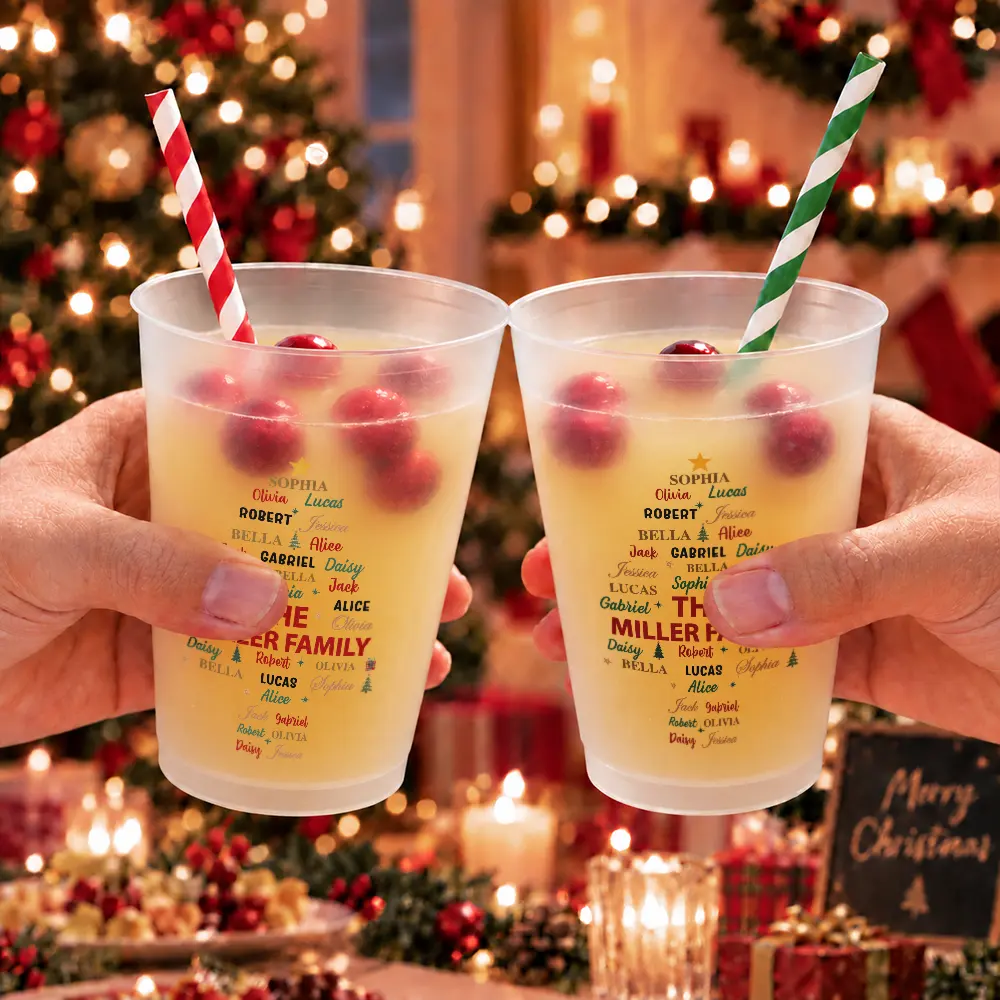 Custom Family Names Christmas - Personalized Frosted Cups detail