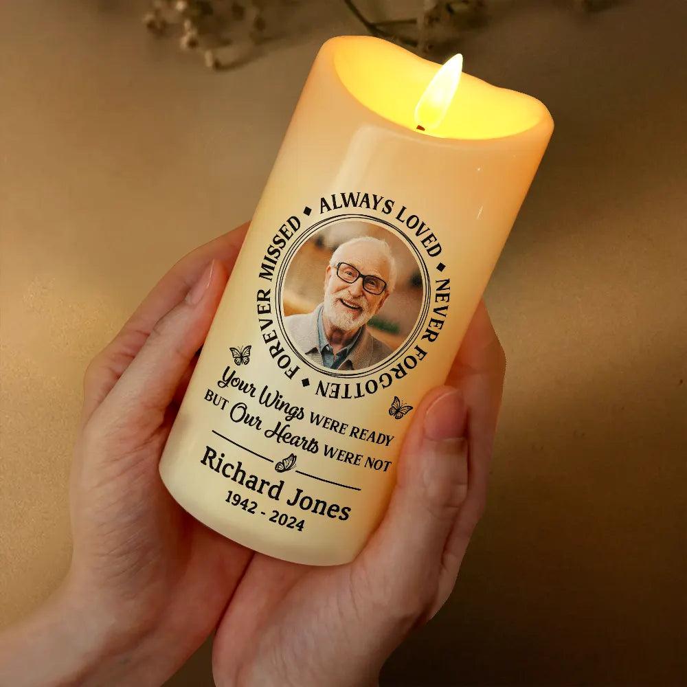 Custom Photo Memorial Always Loved Never Forgotten - Personalized Flameless LED Candle detail