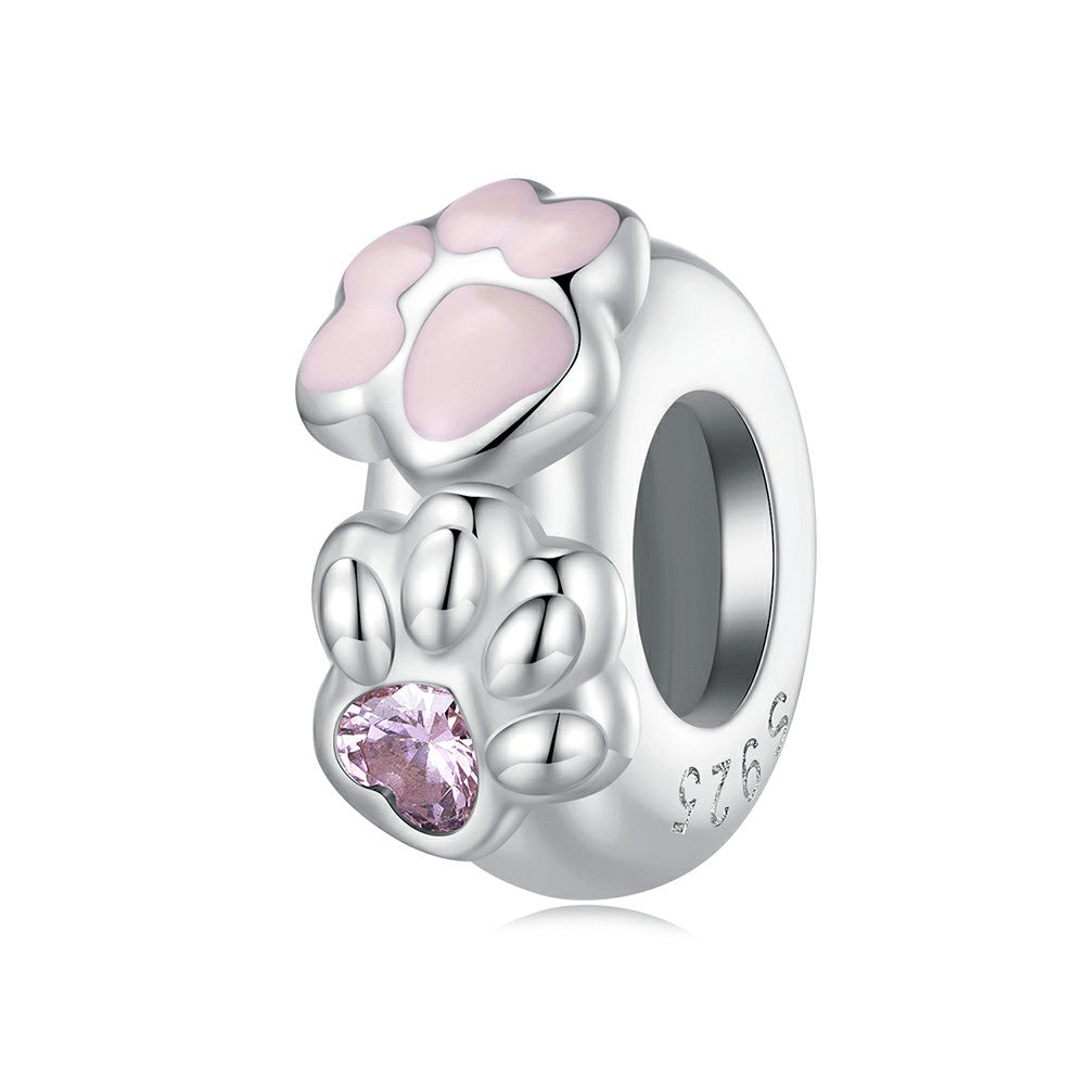 cats paw stopper charm spacer charm 925 sterling silver gift for pet lover dp103