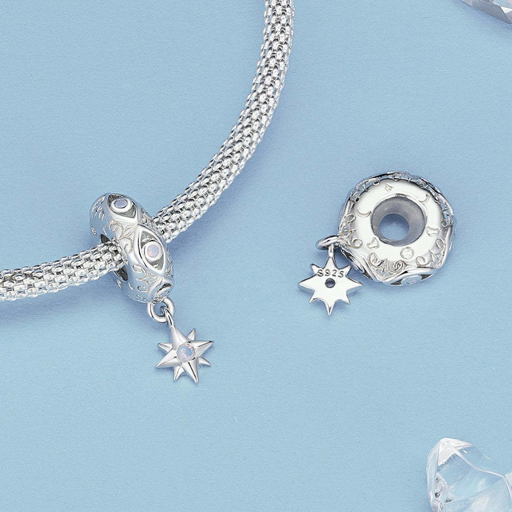 demon eye star stopper charm spacer charm 925 sterling silver dp124