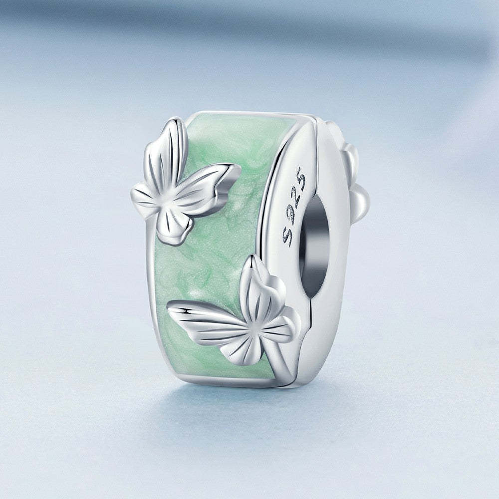 green butterflies stopper charm spacer charm 925 sterling silver dp131