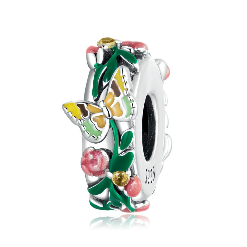 butterfly blooms stopper charm spacer charm 925 sterling silver dp156