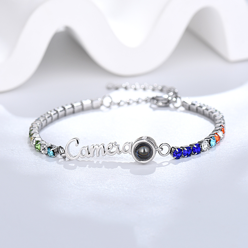 Custom Name Tennis Bracelets Photo Projection Fashionable All Diamonds Bracelet Gifts For Her