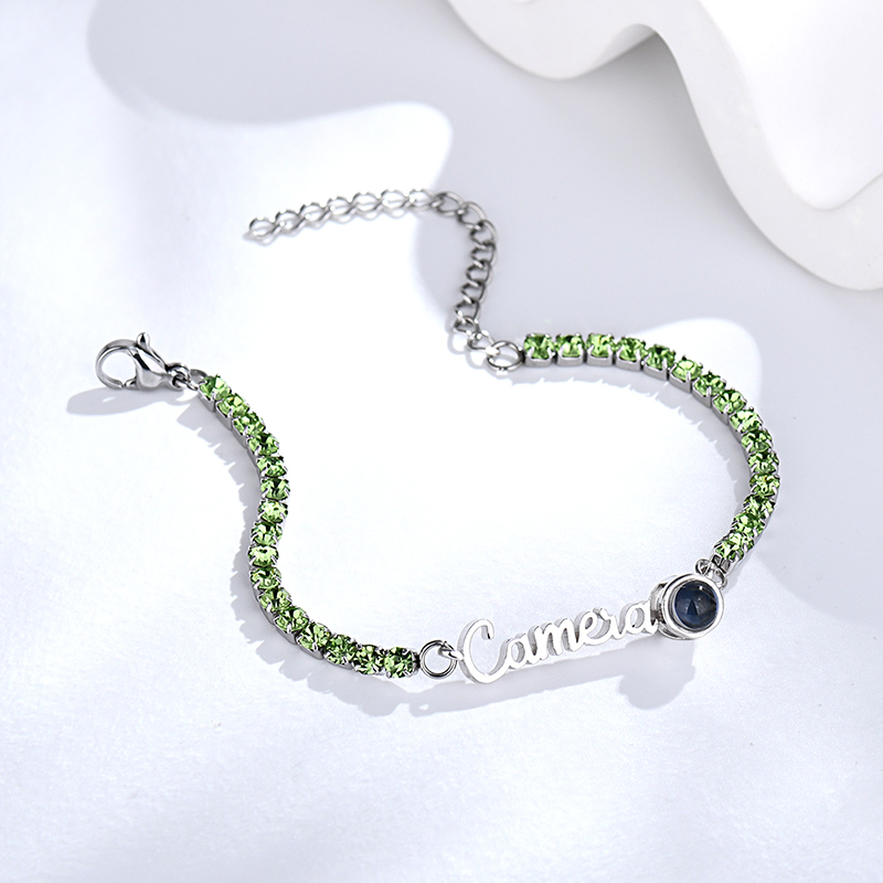 Custom Name Tennis Bracelets Photo Projection Fashionable All Diamonds Bracelet Gifts For Her