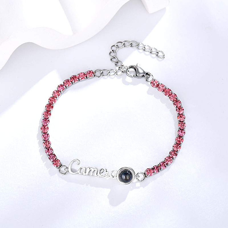 Custom Name Tennis Bracelets Photo Projection Fashionable All Diamonds Bracelet Gifts For Her