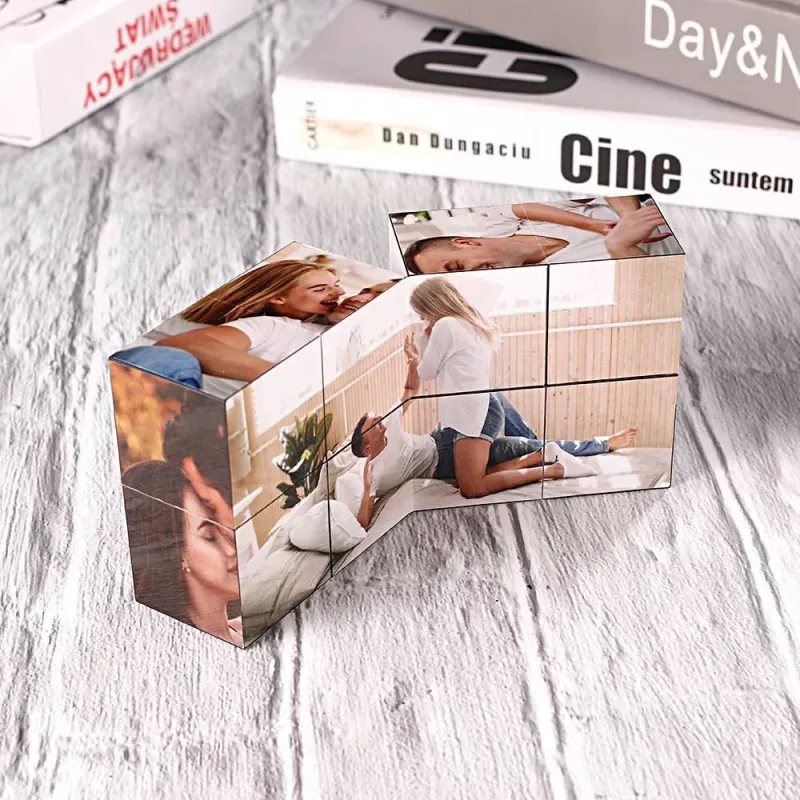 Personalized Photo Frame Multiphoto Colorful Rubic's Cube Gift for Couples