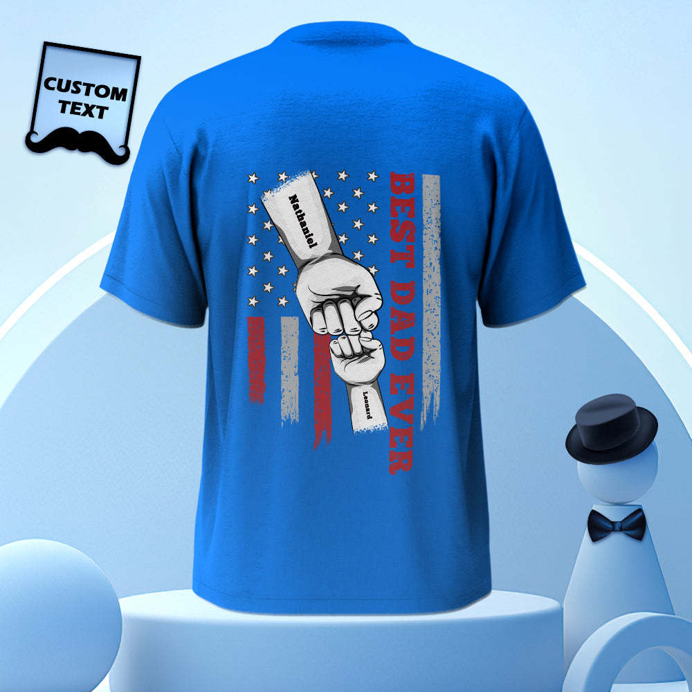 Personalized Fist Bump T-Shirt Custom Engraved Back Printed T-Shirt Father's Day Gift - soufeelus