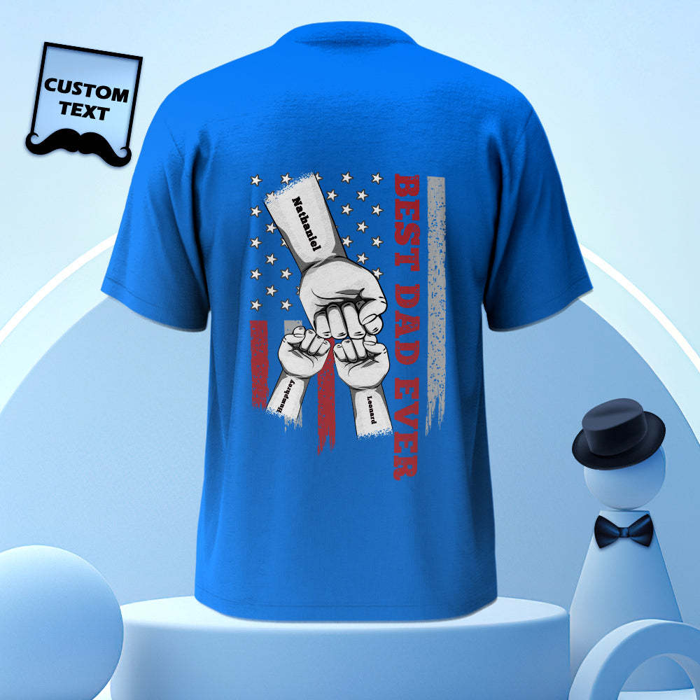 Personalized Fist Bump T-Shirt Custom Engraved Back Printed T-Shirt Father's Day Gift - soufeelus