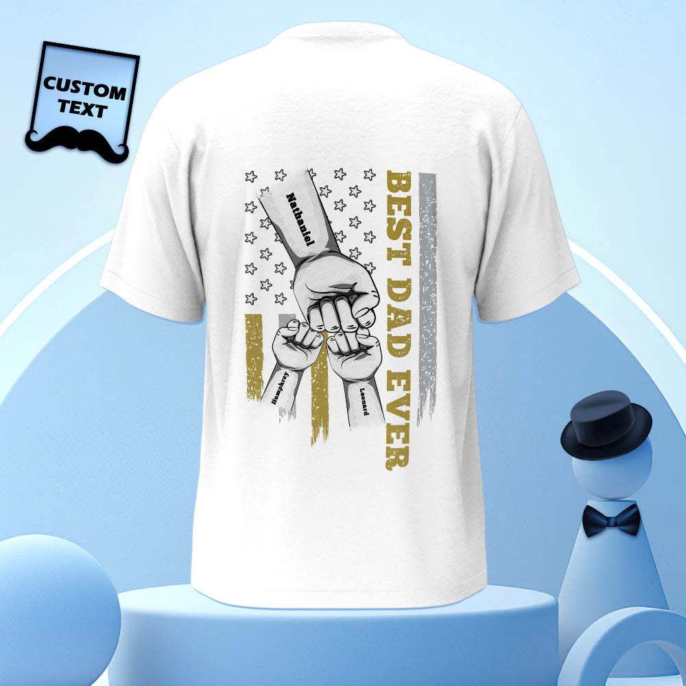 Personalized Fist Bump T-Shirt Custom Engraved Back Printed T-Shirt Father's Day Gift - soufeelus
