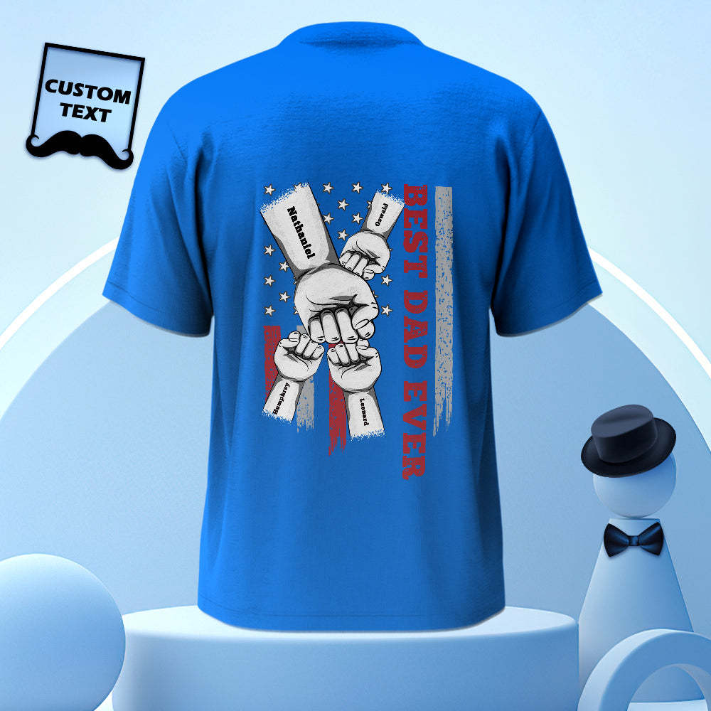 Personalized Fist Bump T-Shirt Custom Engraved Back Printed T-Shirt Father's Day Gift - soufeelus