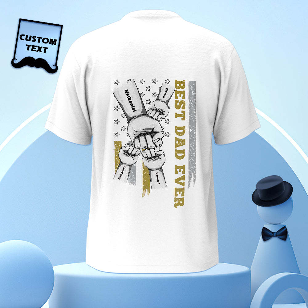 Personalized Fist Bump T-Shirt Custom Engraved Back Printed T-Shirt Father's Day Gift - soufeelus
