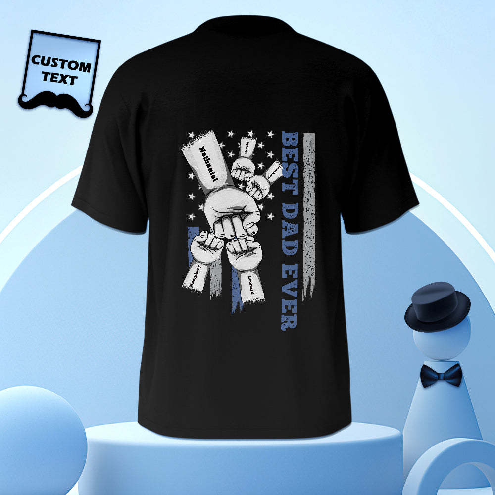 Personalized Fist Bump T-Shirt Custom Engraved Back Printed T-Shirt Father's Day Gift - soufeelus