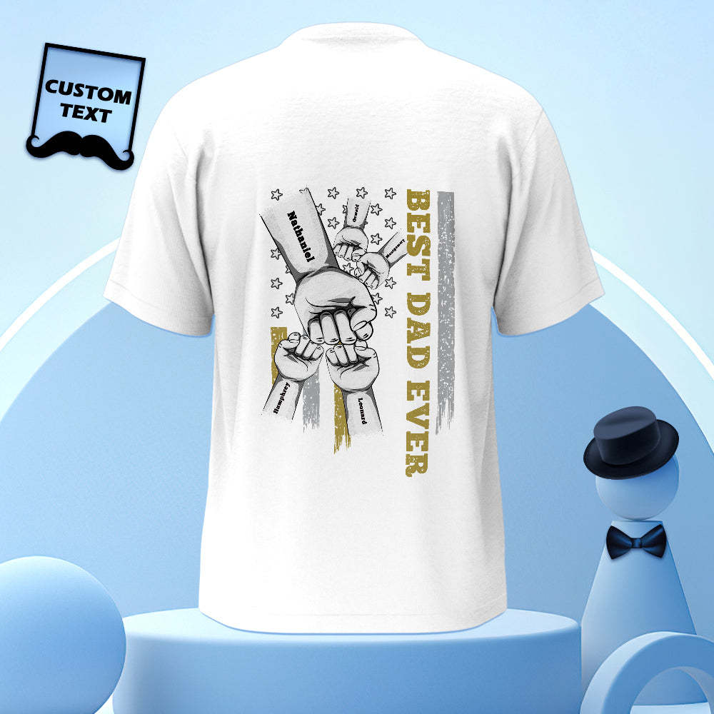 Personalized Fist Bump T-Shirt Custom Engraved Back Printed T-Shirt Father's Day Gift - soufeelus