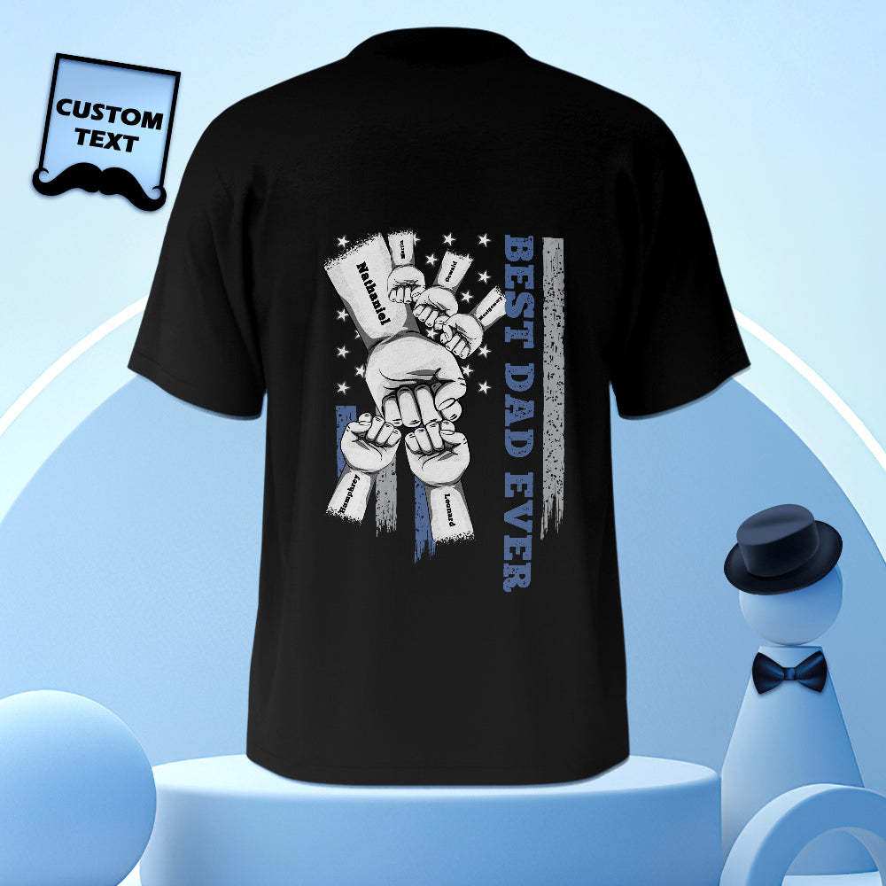 Personalized Fist Bump T-Shirt Custom Engraved Back Printed T-Shirt Father's Day Gift - soufeelus