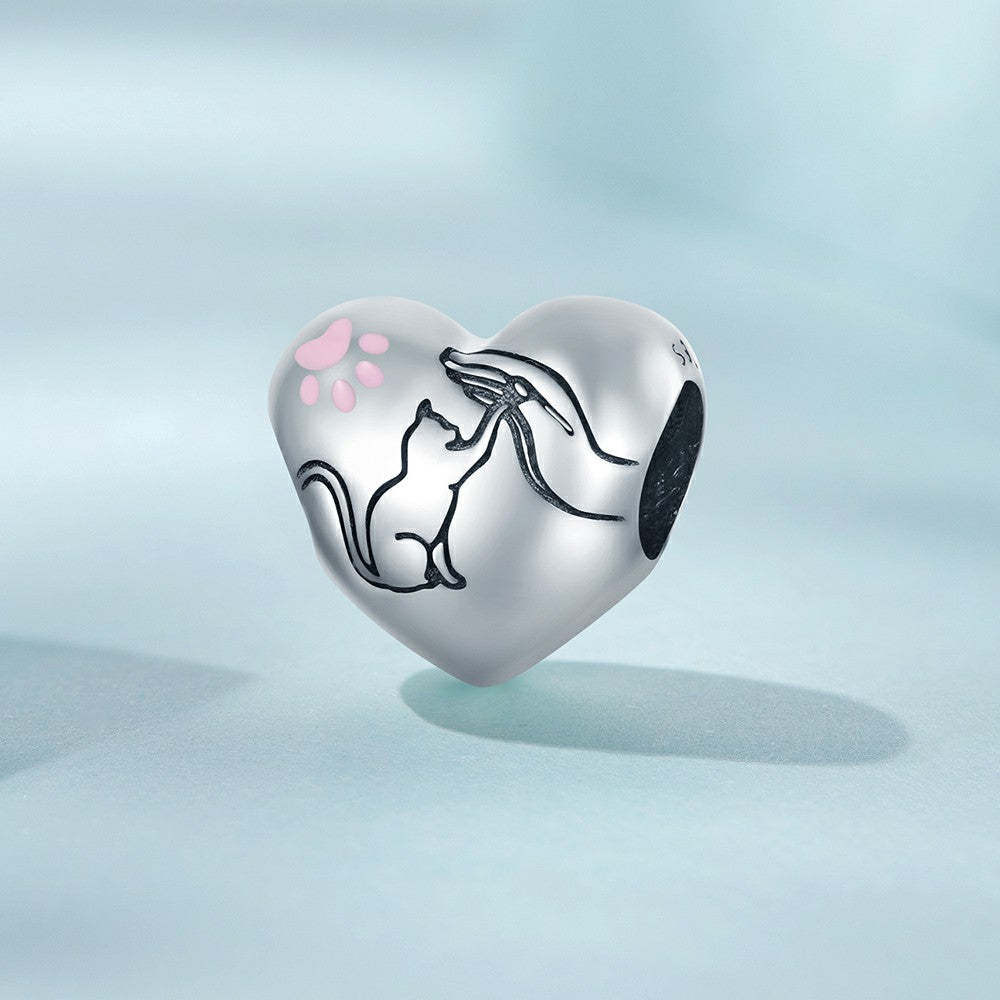 pink paw prints enamel charm 925 sterling silver gift for pet lover dy1327