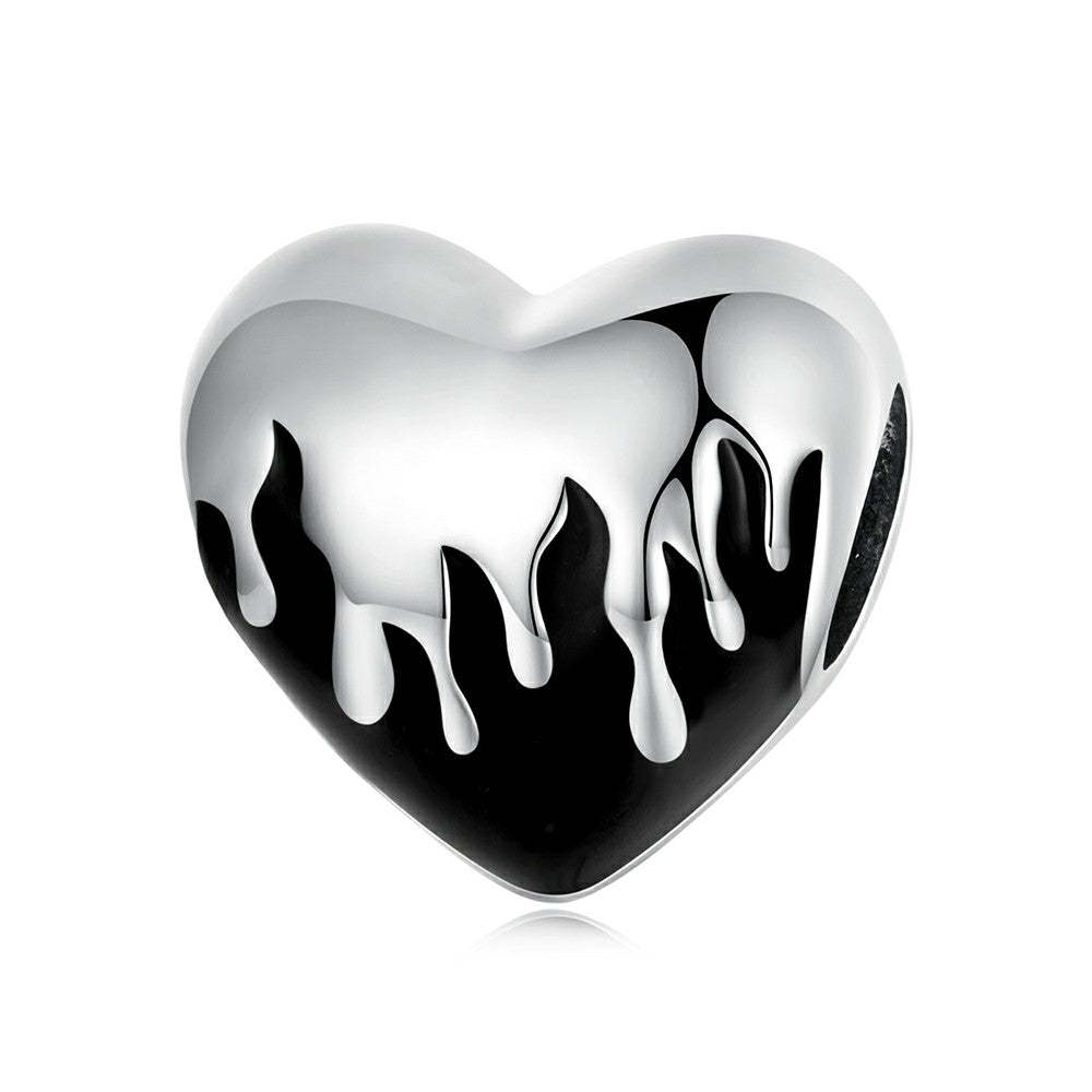 burning hearts enamel charm 925 sterling silver dy1328