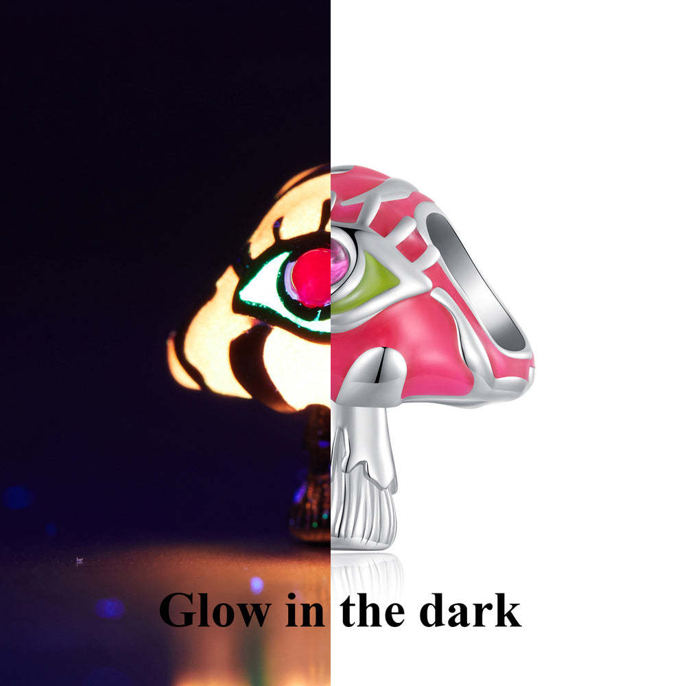 glow in the dark enchanted mushrooms enamel charm 925 sterling silver dy1345