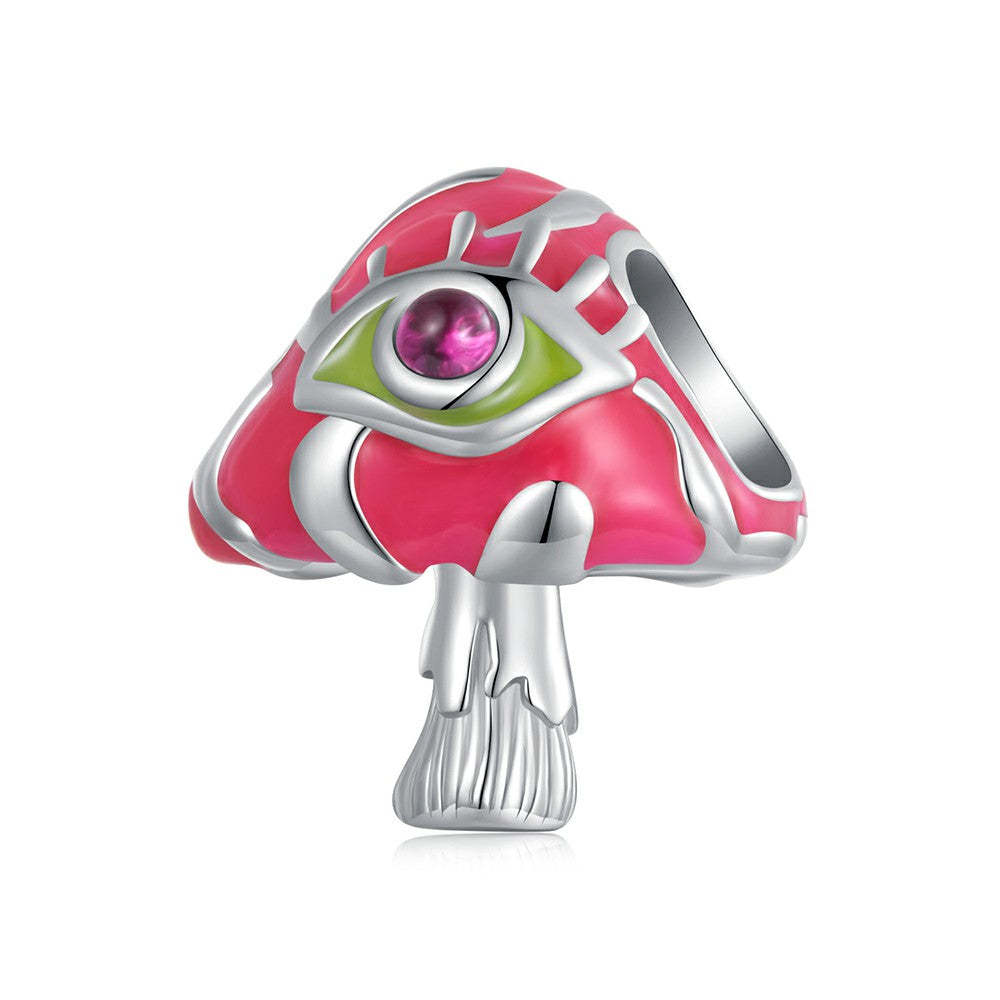 glow in the dark enchanted mushrooms enamel charm 925 sterling silver dy1345