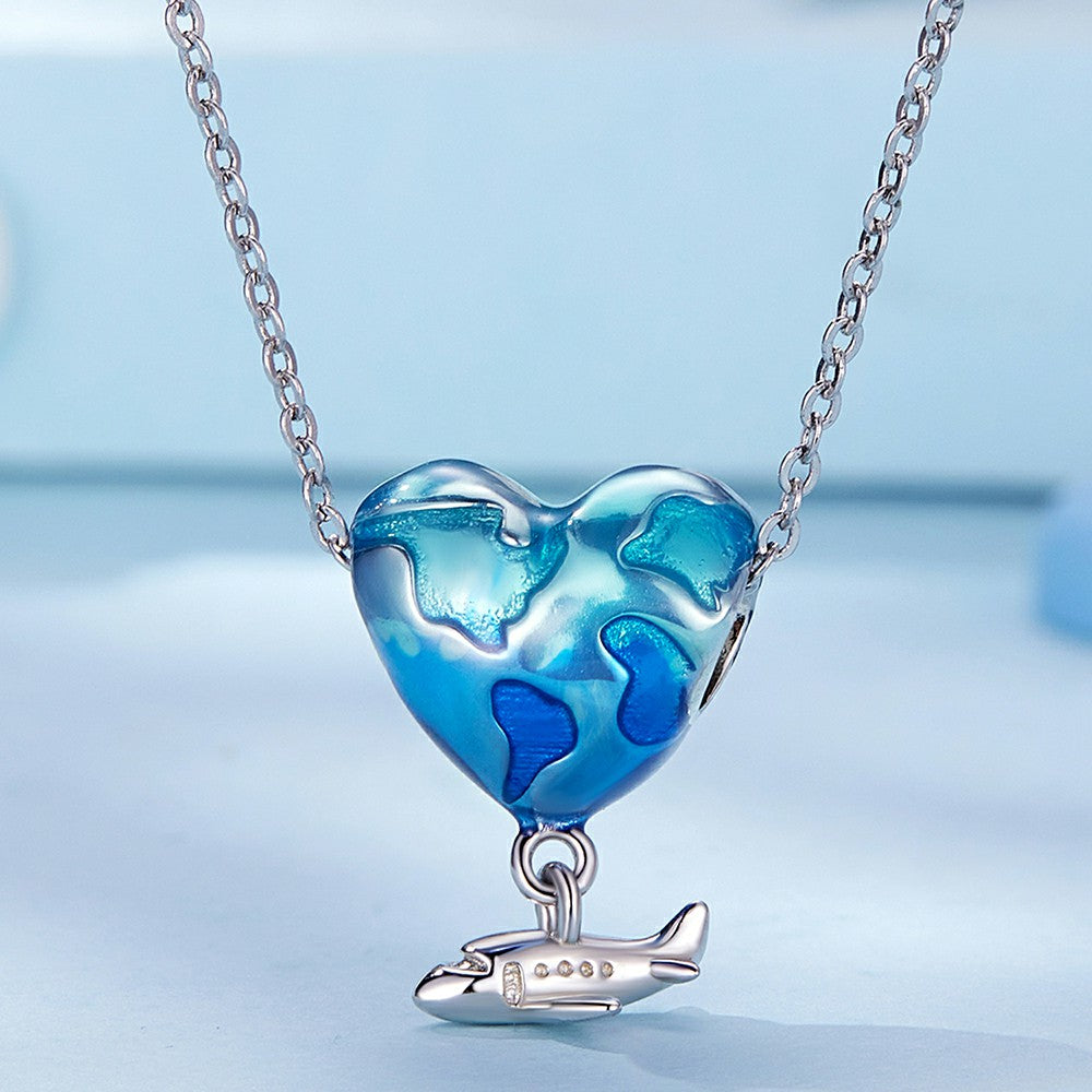 blue earth enamel charm 925 sterling silver dy1352