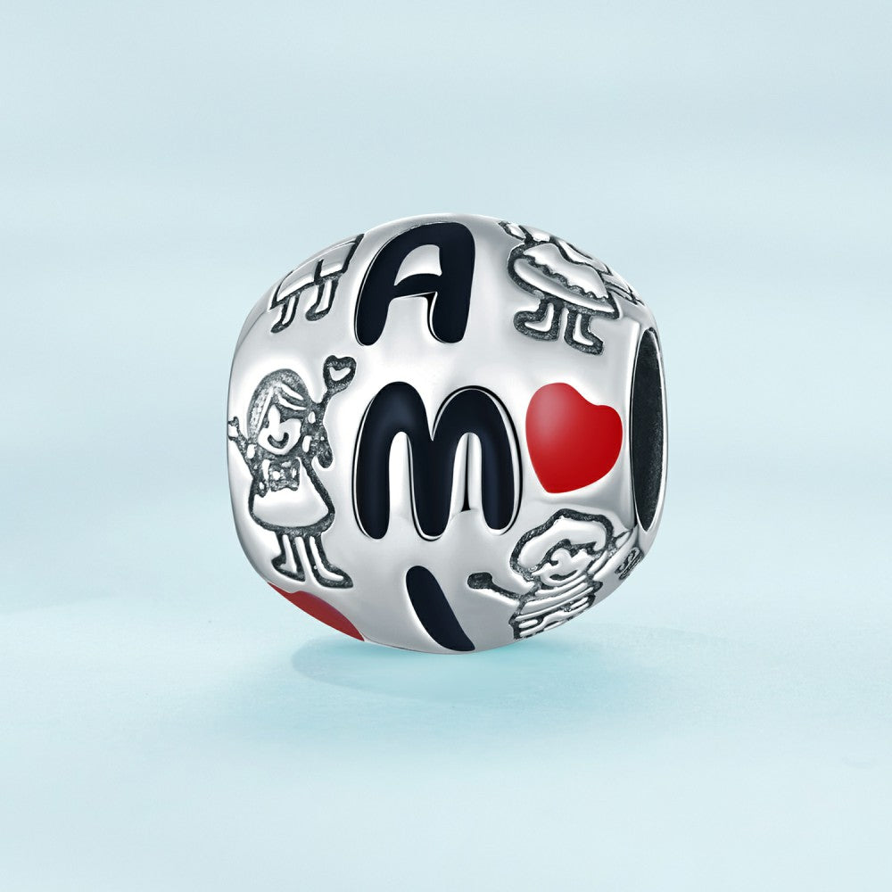 love family enamel charm 925 sterling silver dy1358