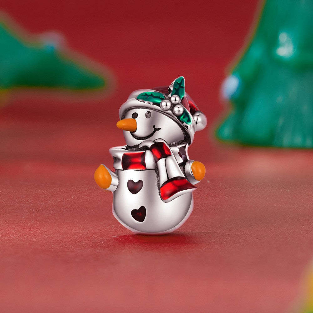snowman enamel charm 925 sterling silver christmas gifts dy1374