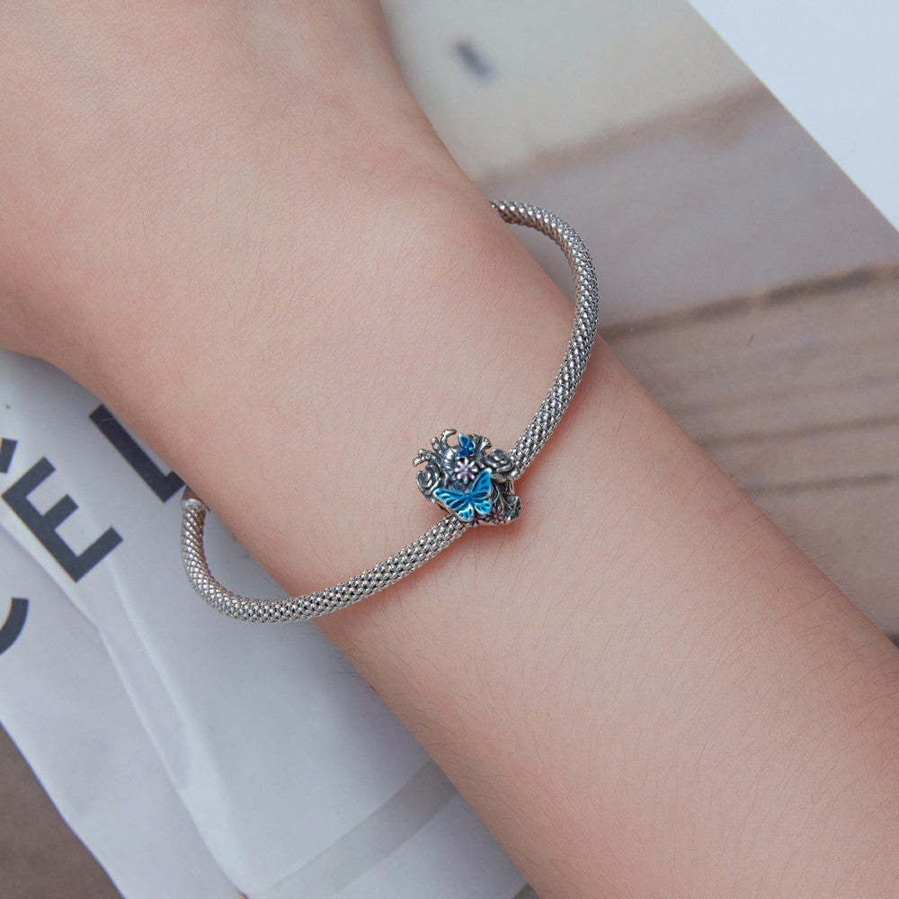 heart butterfly enamel charm 925 sterling silver dy1381
