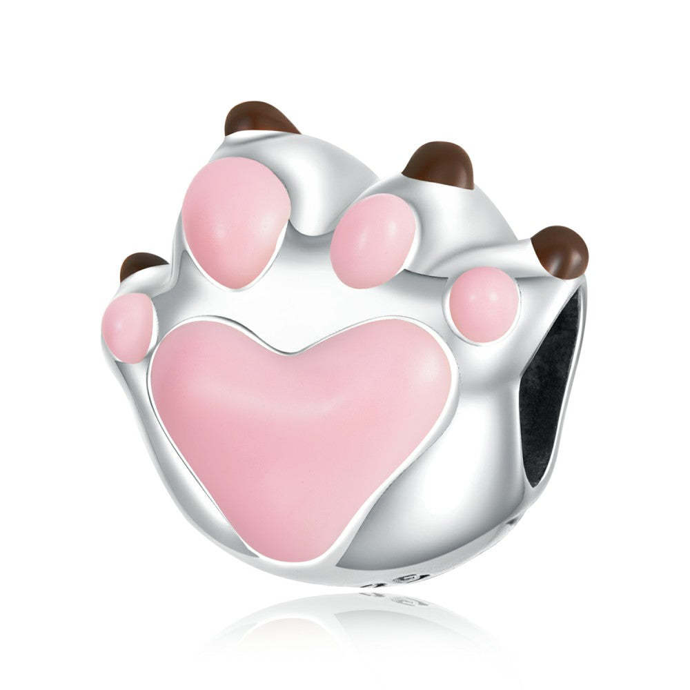 cute paw prints enamel charm 925 sterling silver gift for pet lover dy1393