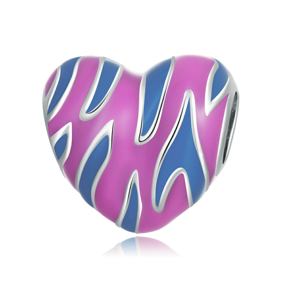 contrast hearts enamel charm 925 sterling silver dy1401