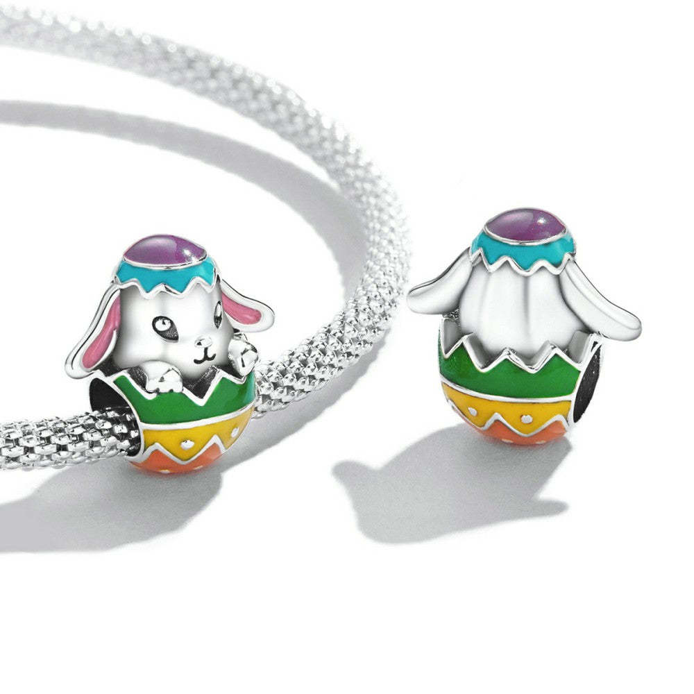 bunny easter eggs enamel charm 925 sterling silver easter gifts dy1403