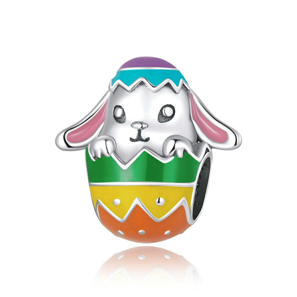 bunny easter eggs enamel charm 925 sterling silver easter gifts dy1403