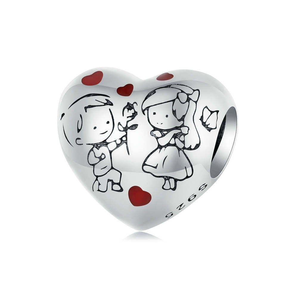 Little Boy and Girl Enamel Charm Silver Valentine's Day Gifts - soufeelus