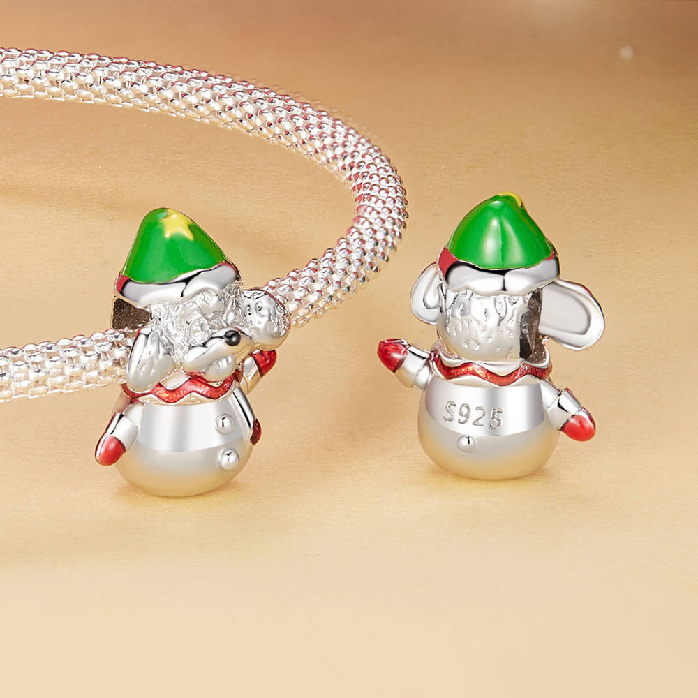 Christmas Snow Dog Enamel Charm Silver Christmas Gifts - soufeelus