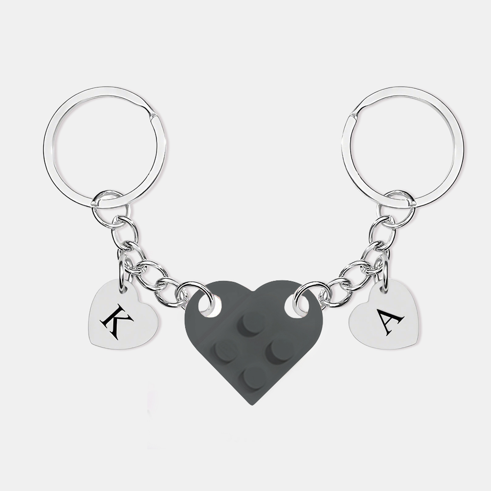 Personalized Handmade Heart Bag Charm Set Custom Couple Gift for Valentine's Day/Anniversary, Custom Engraved Love Keyrings for Him & Her