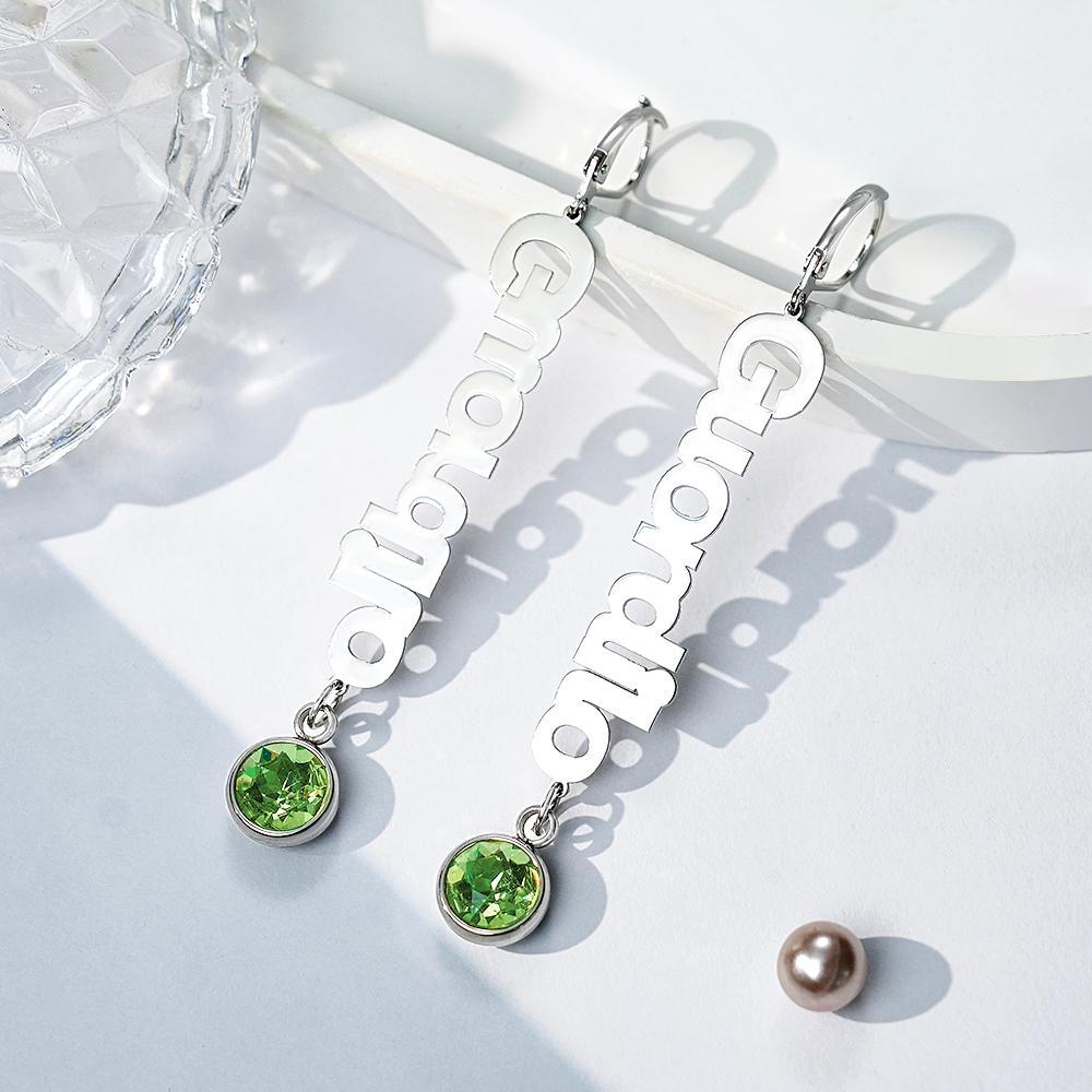 Custom Name Birthstone Earrings Simple Gifts for Girlfriend - soufeelus