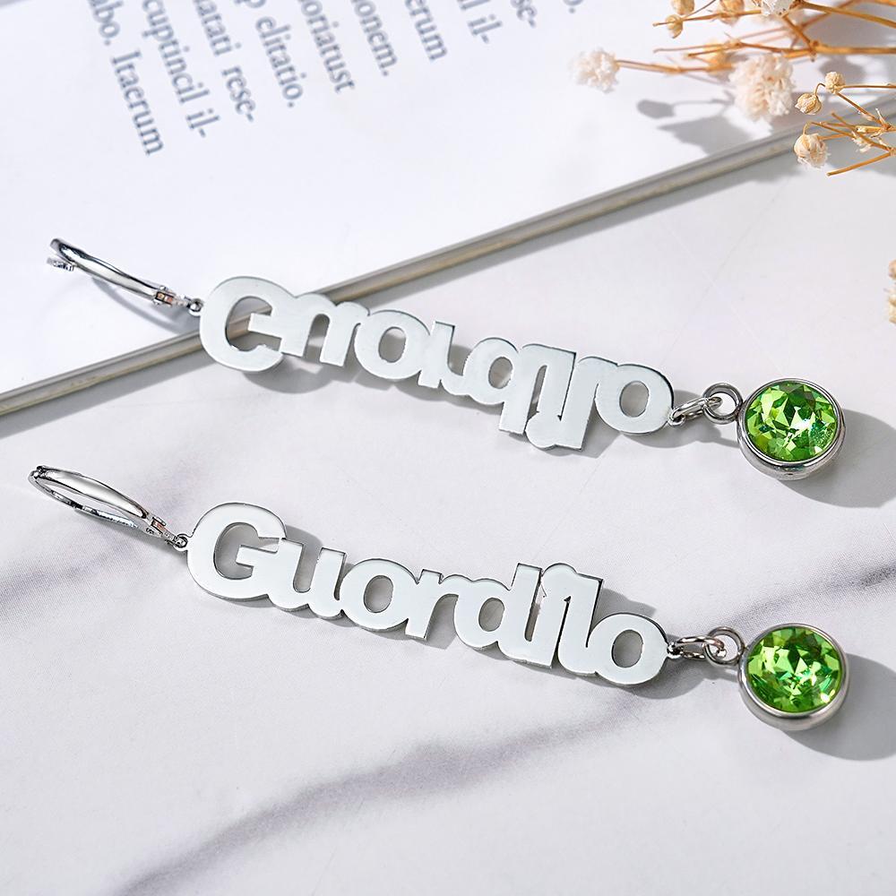 Custom Name Birthstone Earrings Simple Gifts for Girlfriend - soufeelus