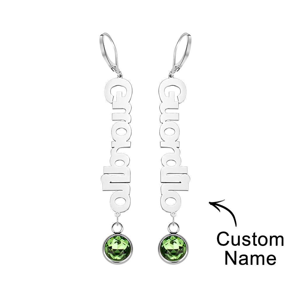 Custom Name Birthstone Earrings Simple Gifts for Girlfriend - soufeelus