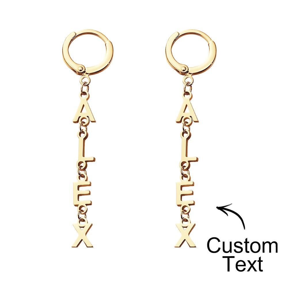 Custom Name Earrings Vertical Name Simple Style Gifts - soufeelus