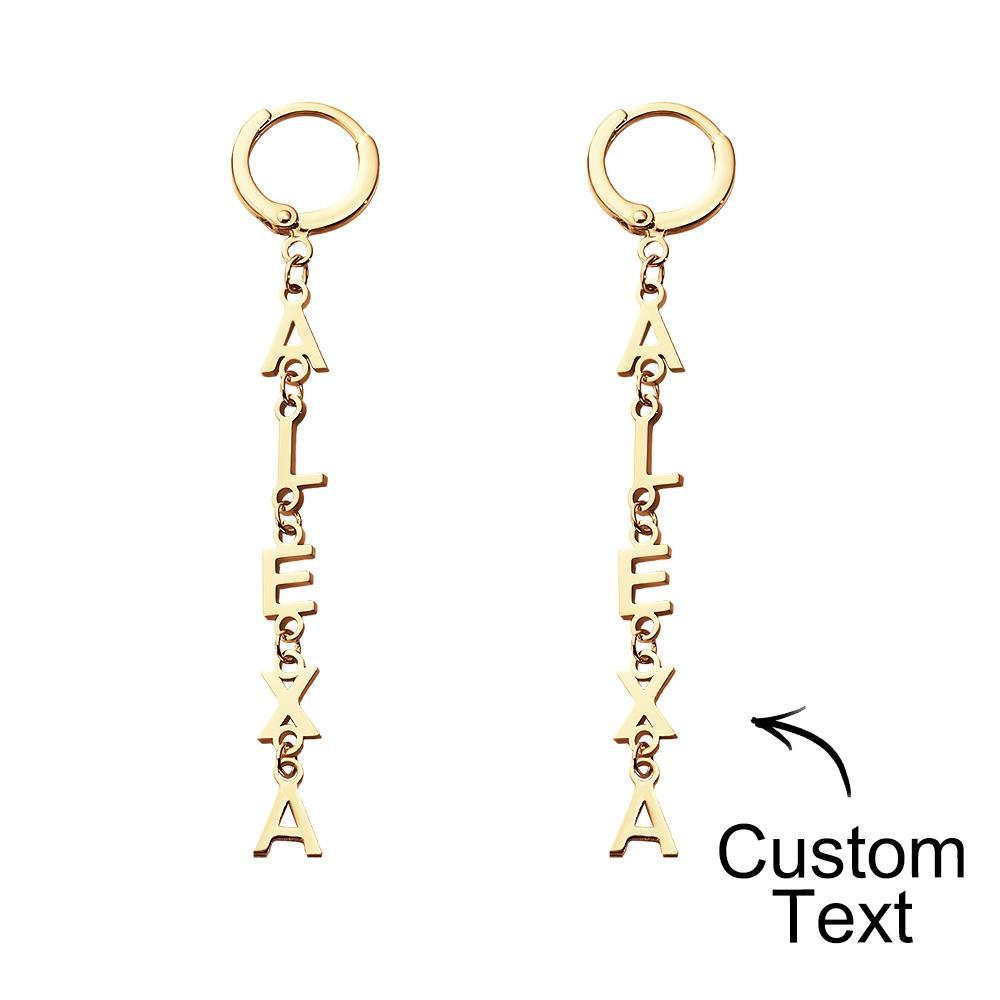 Custom Name Earrings Vertical Name Simple Style Gifts - soufeelus