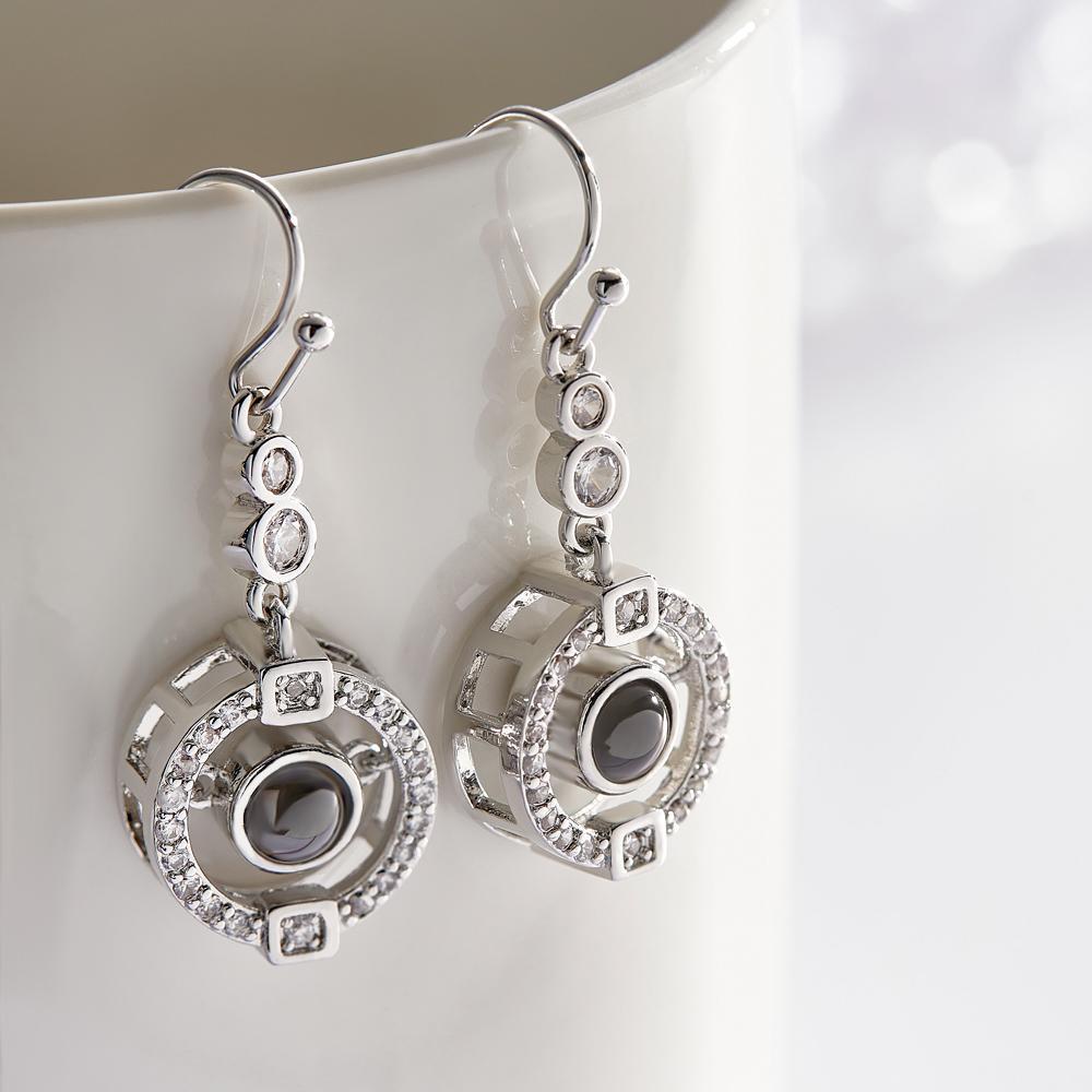Custom Photo Projection Earring Elegant Diamond Gifts for Girl - soufeelus