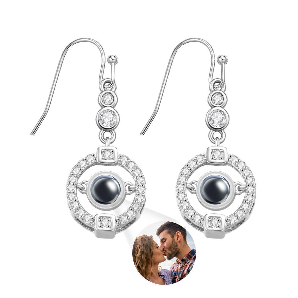 Custom Photo Projection Earring Elegant Diamond Gifts for Girl - soufeelus