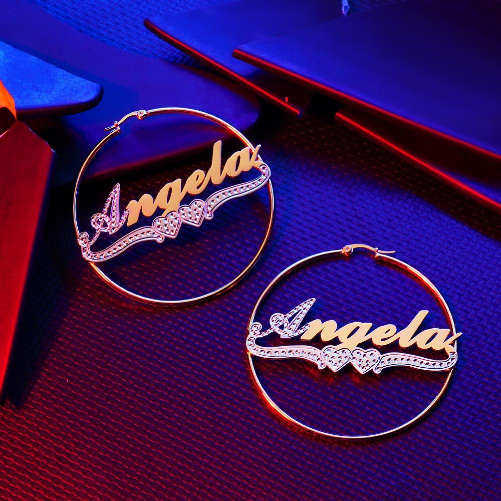 Personalized Hip Hop Name Earrings Initial Name Hoop Earrings Elegant Jewelry Gift For Girls - soufeelus