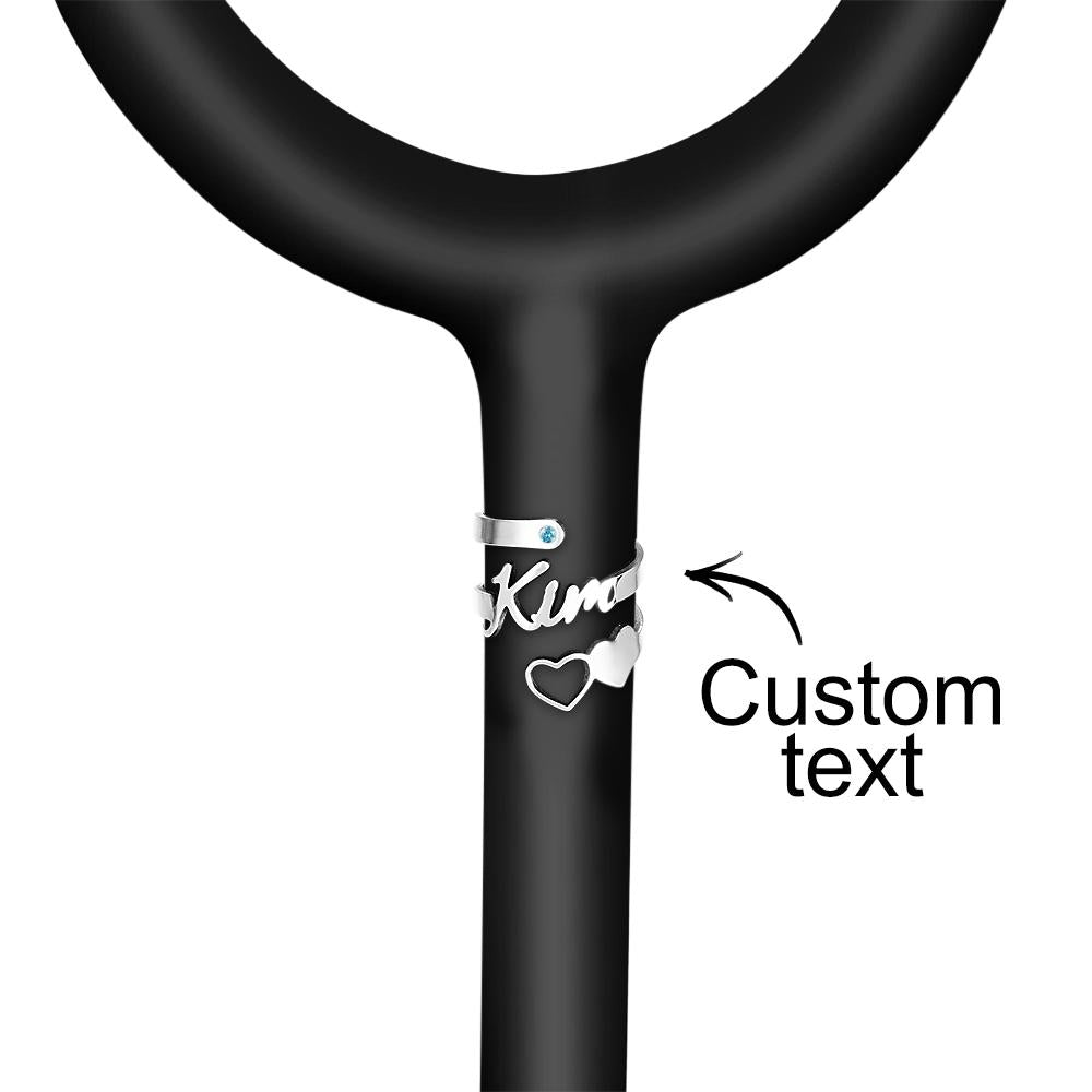 Custom Name Stethoscope Accessory With Birthstone Personalized Heart Hollow Out Name Tag For Nurse - soufeelus