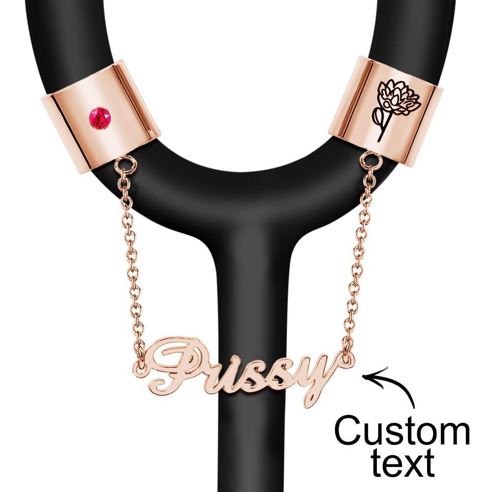 Custom Birthstone Stethoscope Name Tag With Pattern Decoration For Doctor - soufeelus