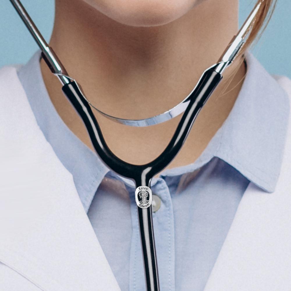 Custom Engraved Stethoscope With Hollow Out Birth Flower Stethoscope Decoration For Nurse - soufeelus