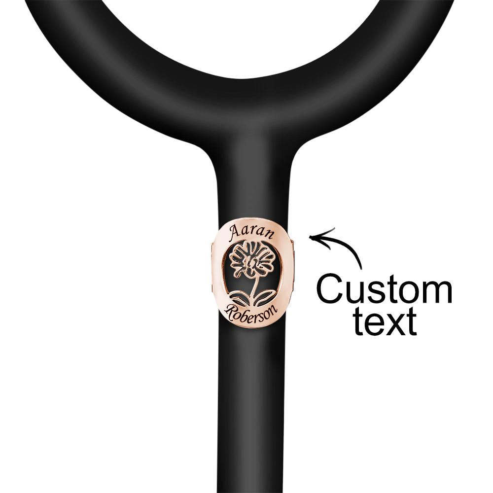 Custom Engraved Stethoscope With Hollow Out Birth Flower Stethoscope Decoration For Nurse - soufeelus