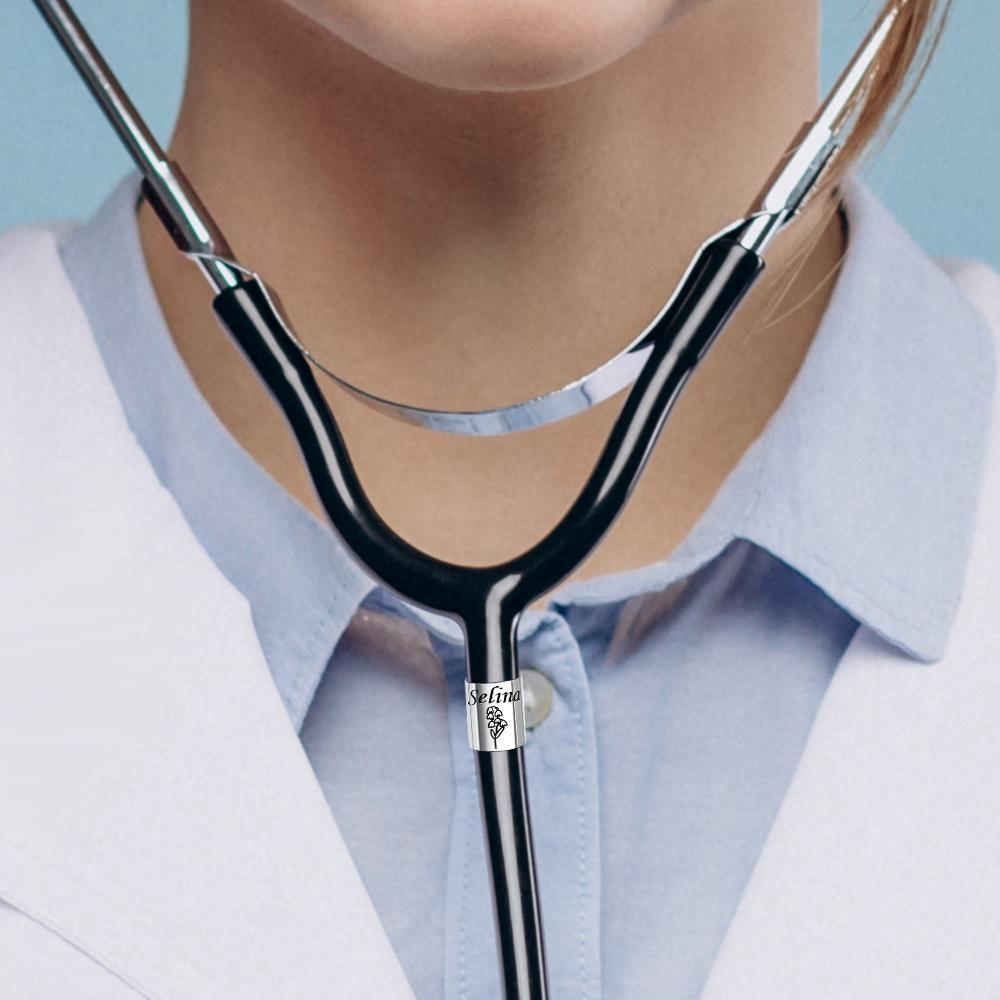Engravable Flower Stethoscope Name Tag Unique Gifts For Nurse - soufeelus