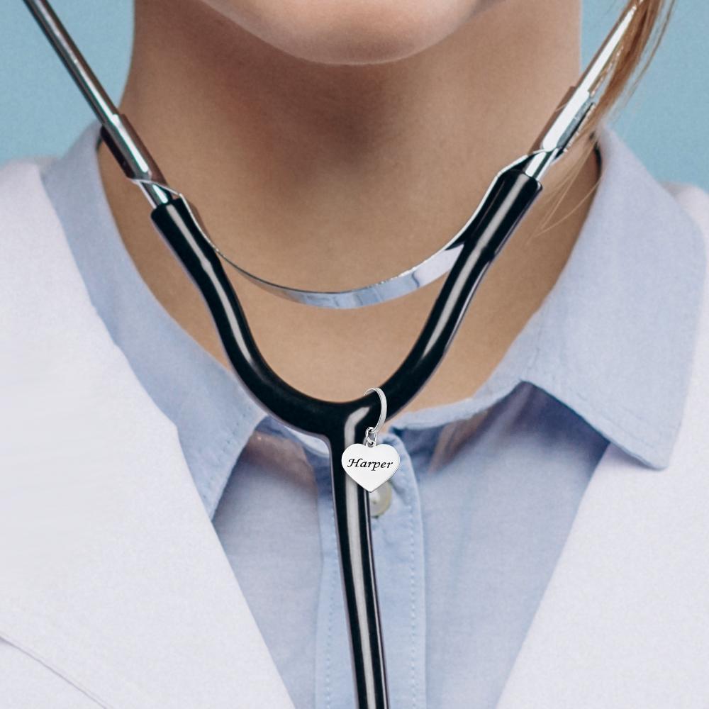Custom Engraved Name Tag Heart Pendant For Nurse - soufeelus