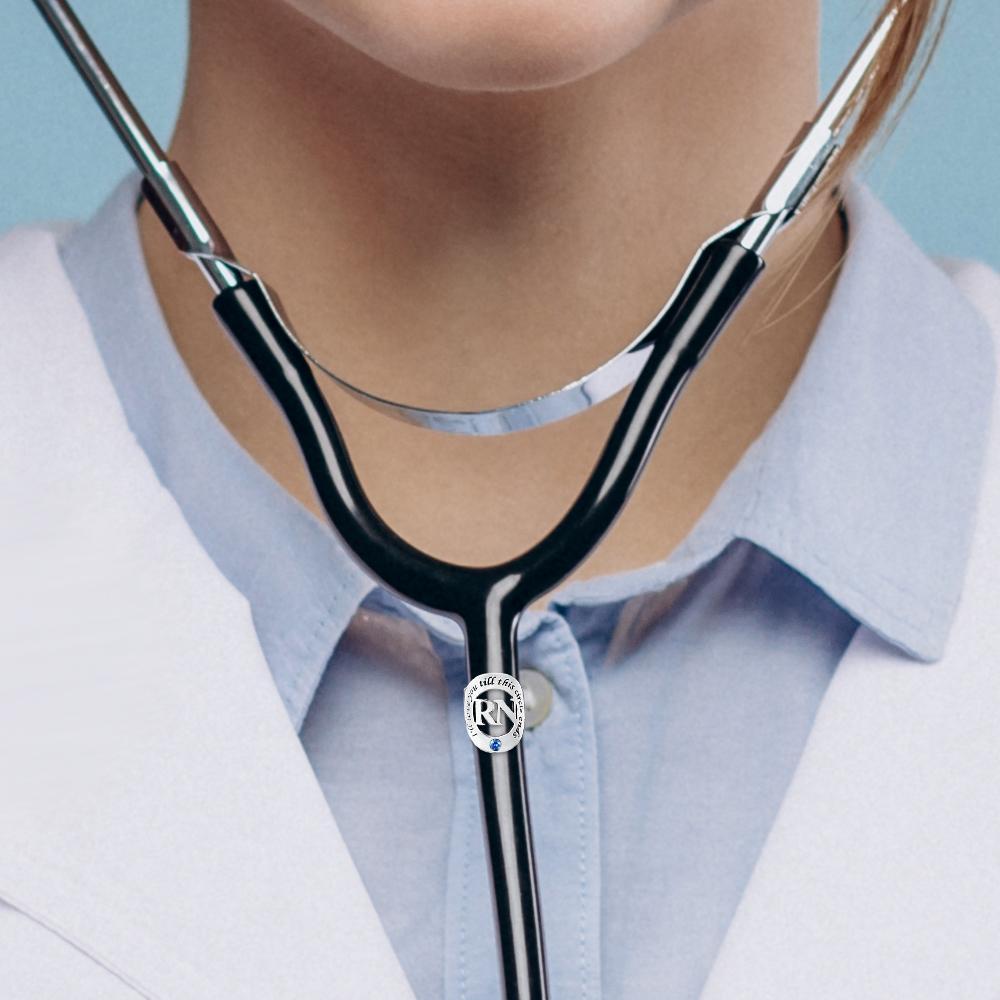 Engravable Birthstone Stethoscope Decoration With Hollow Out Name Tag For Nurse - soufeelus