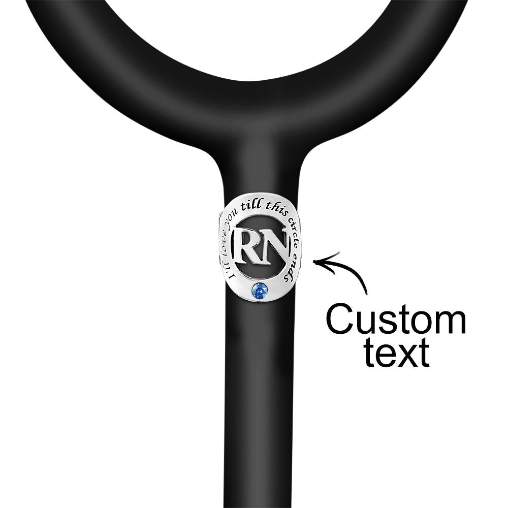 Engravable Birthstone Stethoscope Decoration With Hollow Out Name Tag For Nurse - soufeelus