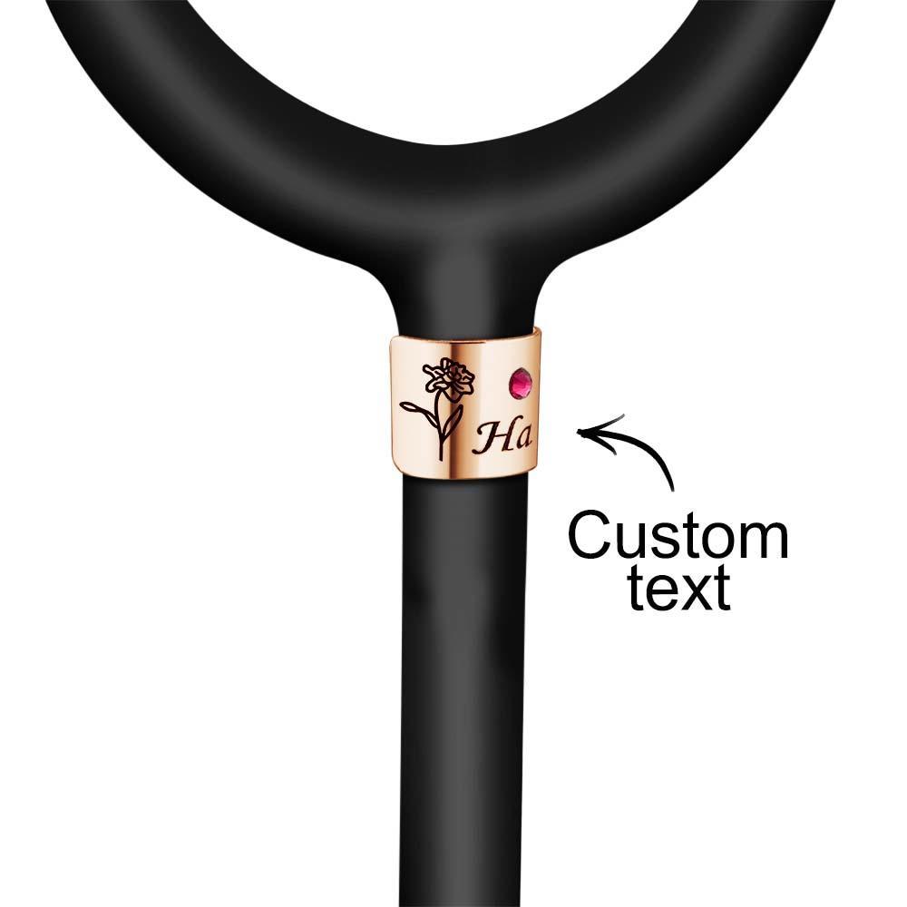 Custom Name Birthstone Stethoscope Tag Birth Flower Pattern Decoration For Doctor - soufeelus